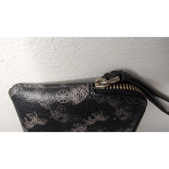 Coach corner zip black gray carriage wristlet wallet - Picture 7 of 11